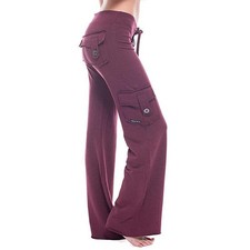 New Women Cargo Combat Trousers Sports Wide Leg Loose Pockets Plain Pants SIZE