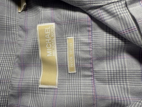 Michael Kors Men's Gray Plaid Dress Shirt 16 1/2 36/37 Non Iron - Picture 4 of 5