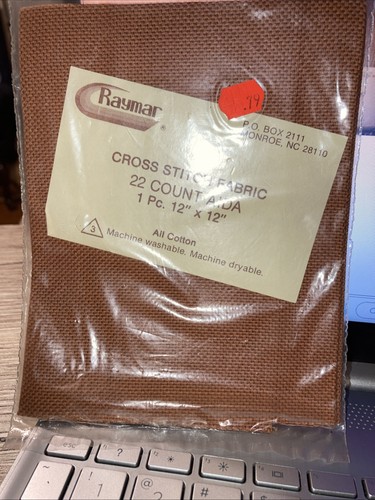 Raymar Cross Stitch Fabric 22 count Aida 12"x 1"2 BROWN 100% Cotton NEW