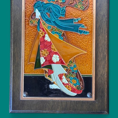 Arte de pared griego vintage de los años 70 esmaltado en cobre, par AETHRA, placas de chinoiserie - Imagen 3 de 19