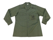 US Navy Utility Seabees Shirt 16 1/2 x 34 OG-507 DuraPress Long Sleeve Green '87