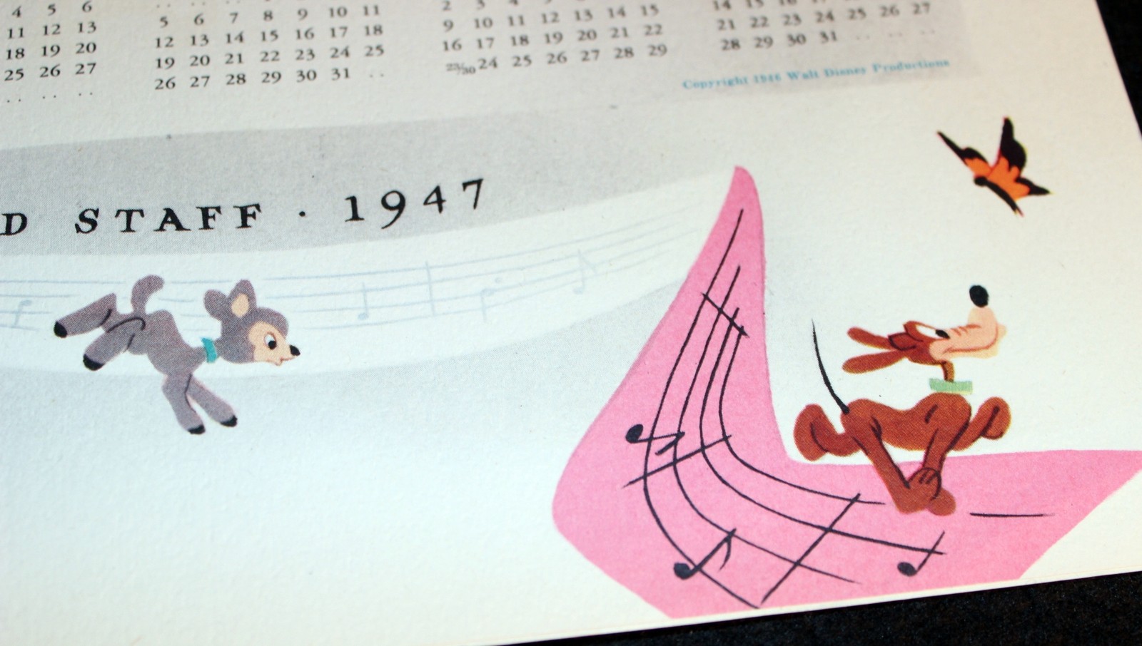 Walt Disney 1946 Studio Staff Vintage Christmas Card Song of the South Calendar