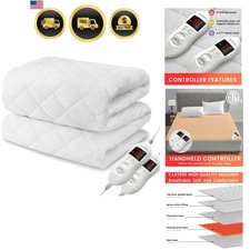 Heated Mattress Pad Queen Size, Electric Mattress Pad Cover w/Dual Control 8 ...