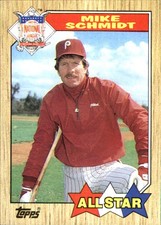 Mike Schmidt 1987 Topps #597 Philadelphia Phillies FREE SHIPPING AutographDen