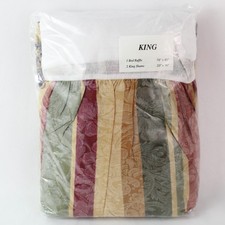 New Sealed Floral Print King Bed Ruffle  2 Pillow Shams Bedding Set