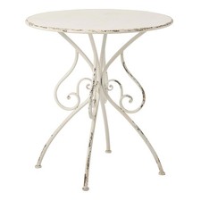 Table de Jardin en Métal "Fabien" 76cm Blanc Cassé