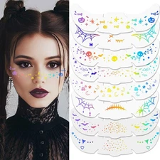 8 Pcs Halloween Face Glitter Freckles,Temporary Freckles Tattoos Free Shipping