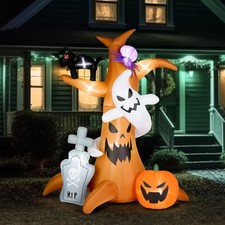 Halloween Inflatables 8 FT Outdoor Decorations Blow Up Scary Tree with Pumpkin