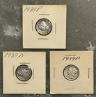 3 1939 P MERCURY DIMES, CIRCULATED, UNGRADED