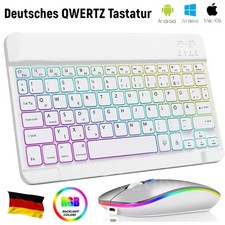 QWERTZ Beleuchtete Tastatur Maus für iPad A16 10/9/8/7/6/5th Air M2 M3 Pro 11 13