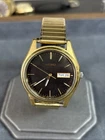 Calendar Day Date Ref.7N43-9048 Gold Tone Black Dial Vintage Seiko Watch Japan