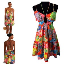 Farm Rio Cut Out Halter Open Back Mini Dress Size XL