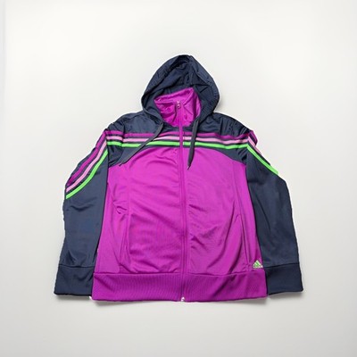 Adidas ClimaLite Women's Large Purple Track Hoodie Track Jacket Full Zip