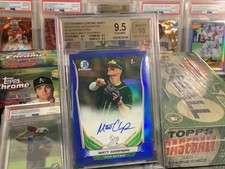 MATT CHAPMAN 2014 BOWMAN CHROME DRAFT DP AUTO BLUE REF.  /150 BGS 9.5 AUTO 10