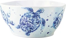 10 Inch Melamine Serving Bowl Large Salad Bow, Indigo Sea Turtle, BPA-Free