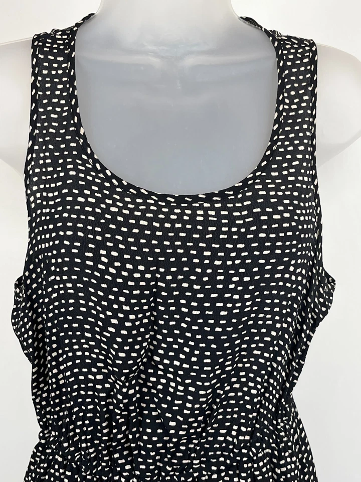 Lucky Brand Maxi Dress Women's Sz Small Black White Dotted Sleeveless Drawstring - Image 2 of 4