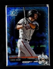 2017 Bowman #BCP14 Chris Shaw Chrome Prospects Blue Shimmer