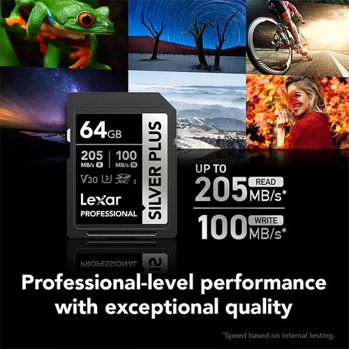 Lexar Professional SILVER PLUS SDXC UHS-I Card V30 160MB/s Read Speed 64GB 3Pack - Picture 4 of 8