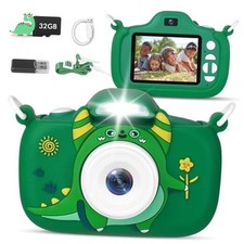 Kids Camera with Flashlight  2.4in Screen, 1080P Dual Lens Toddler Green