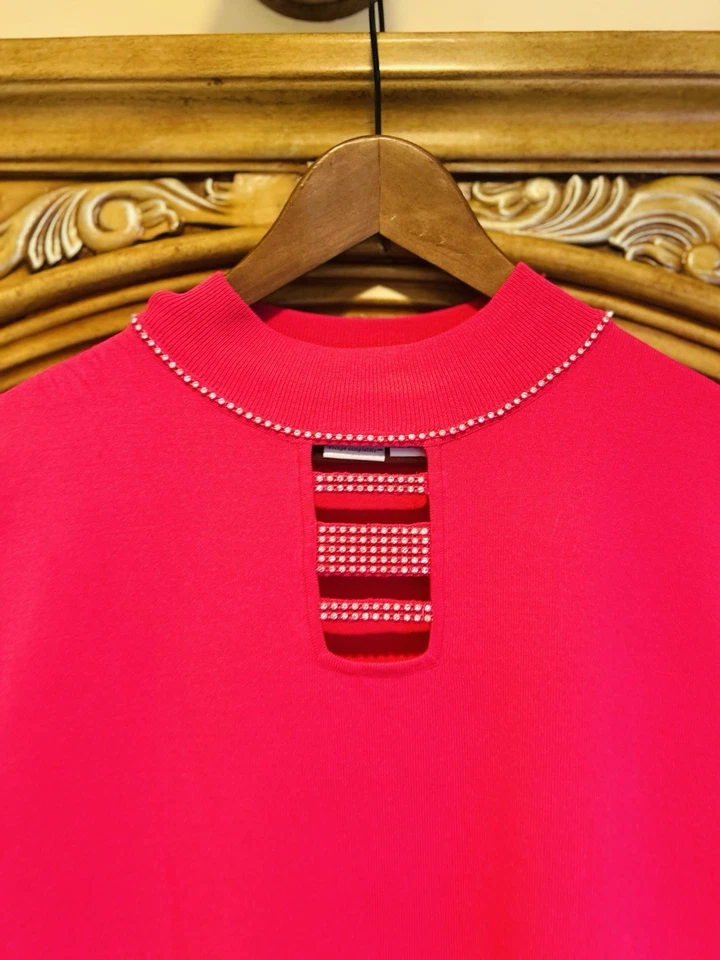 Preciosa camiseta sin mangas rosa frambuesa para mujer Plus 3X 100 % algodón Pima Foto 4 de 4