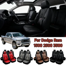 For Dodge Ram 1500 2500 3500 Pickup Trucks Car Seat Cover Full Set  NAPA Leather