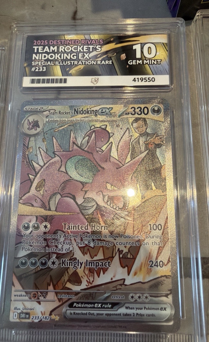 Pokémon TCG Team Rocket's Nidoking EX 233/182, Destined Rivals Ace, Gem Mint 10!