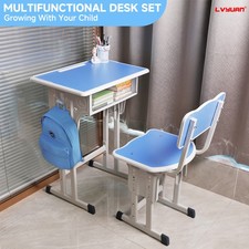 Student Desk Kids Desk and Chair Set for Age 3-18 School Study Height Adjustable