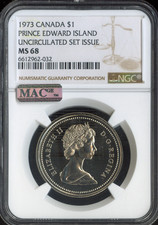 1973 Canada Dollar NGC MS68 Prince Edward Island UNC SET Quality