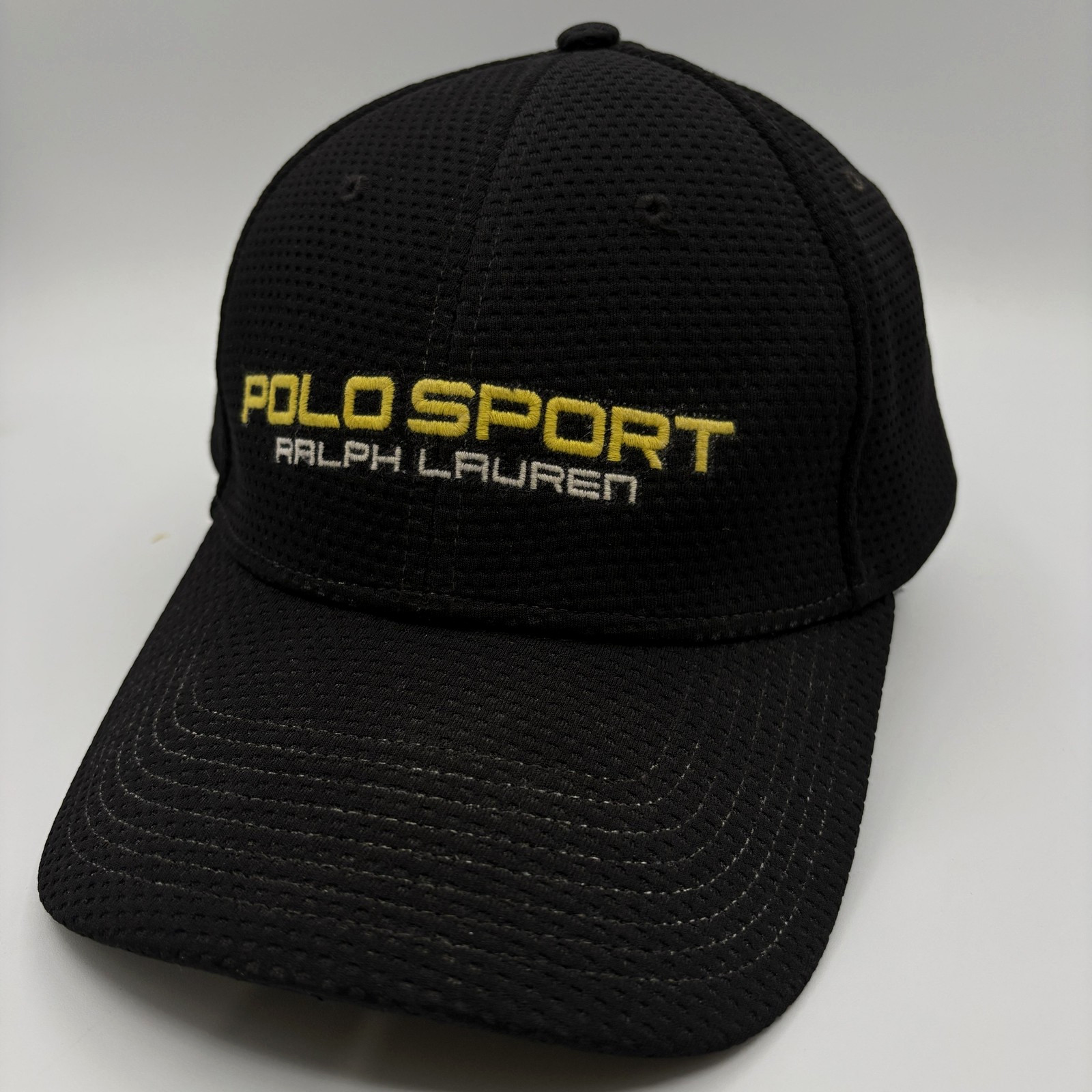 Polo Sport Ralph Lauren Hat Stretch Fitted Mesh XL Black Baseball Cap Breathable