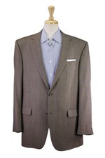 Hart Schaffner Marx Recent Brown Blue Plaid 2-Btn Sportcoat Blazer 44L