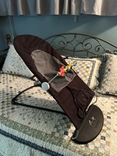 BabyBj rn Baby Bouncer for Infant, Black Gray, Comfortable Seat with Toy Bar