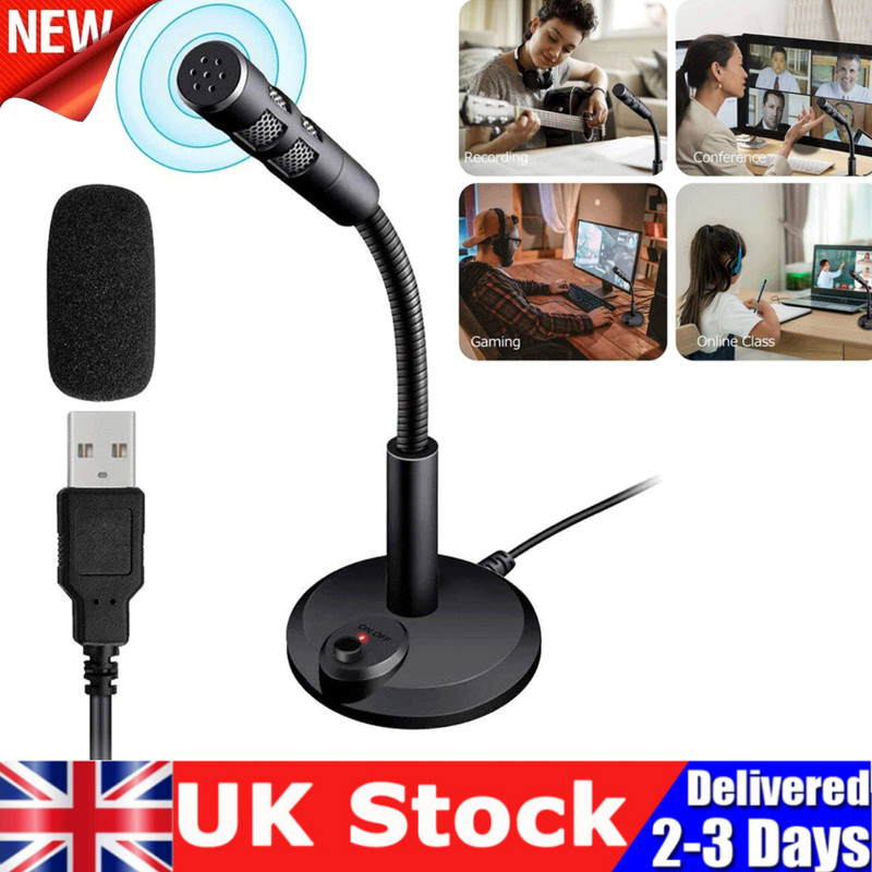 USB Microphone Mic for Laptop PC Computer MSN Skype Desktop Gaming Online