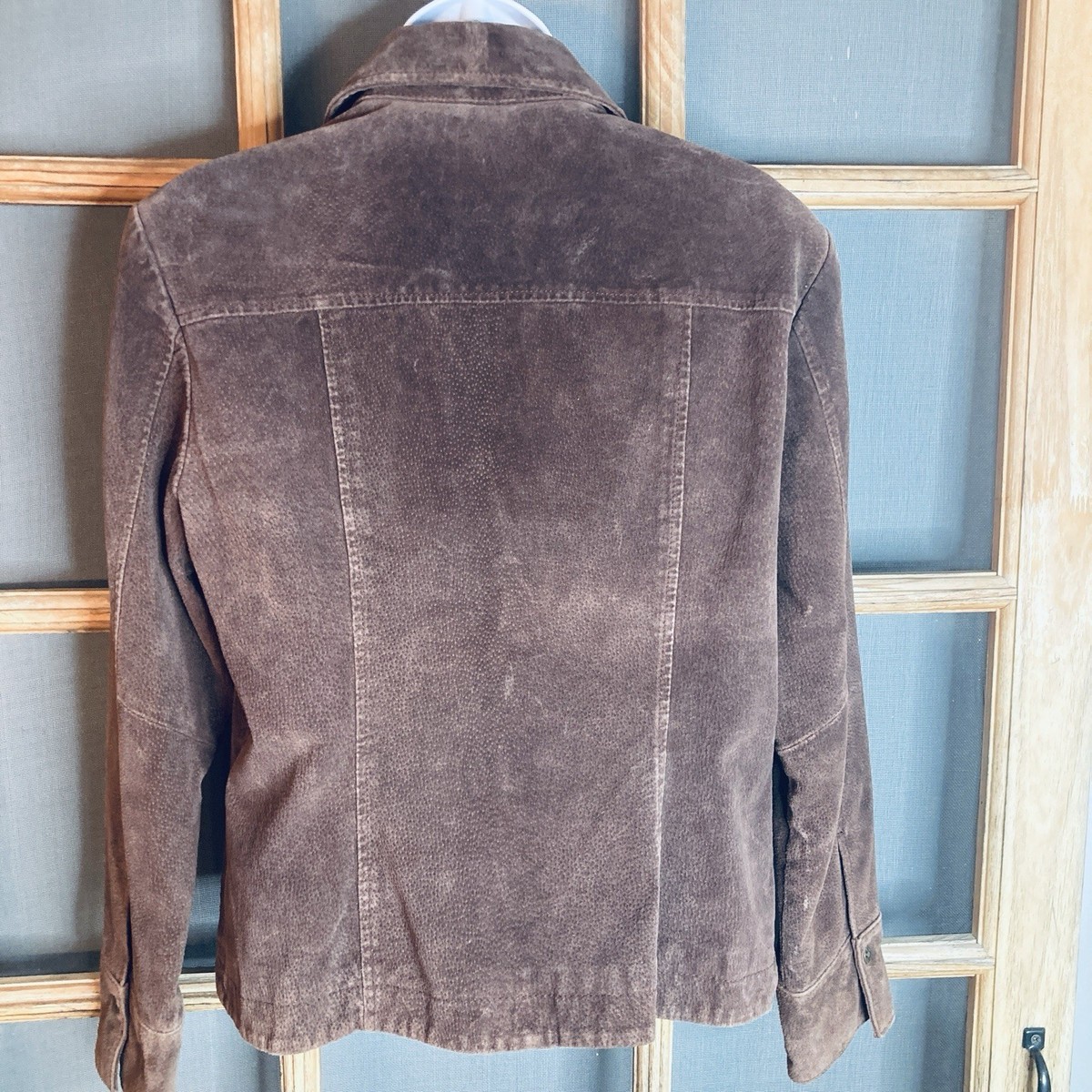 AMI Women's Brown Leather Jacket Size M 18x22 Snaps View 2