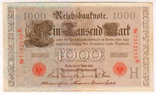 1910 Germany 1000 Mark 7312159 Reichbanknote Paper Money Banknotes