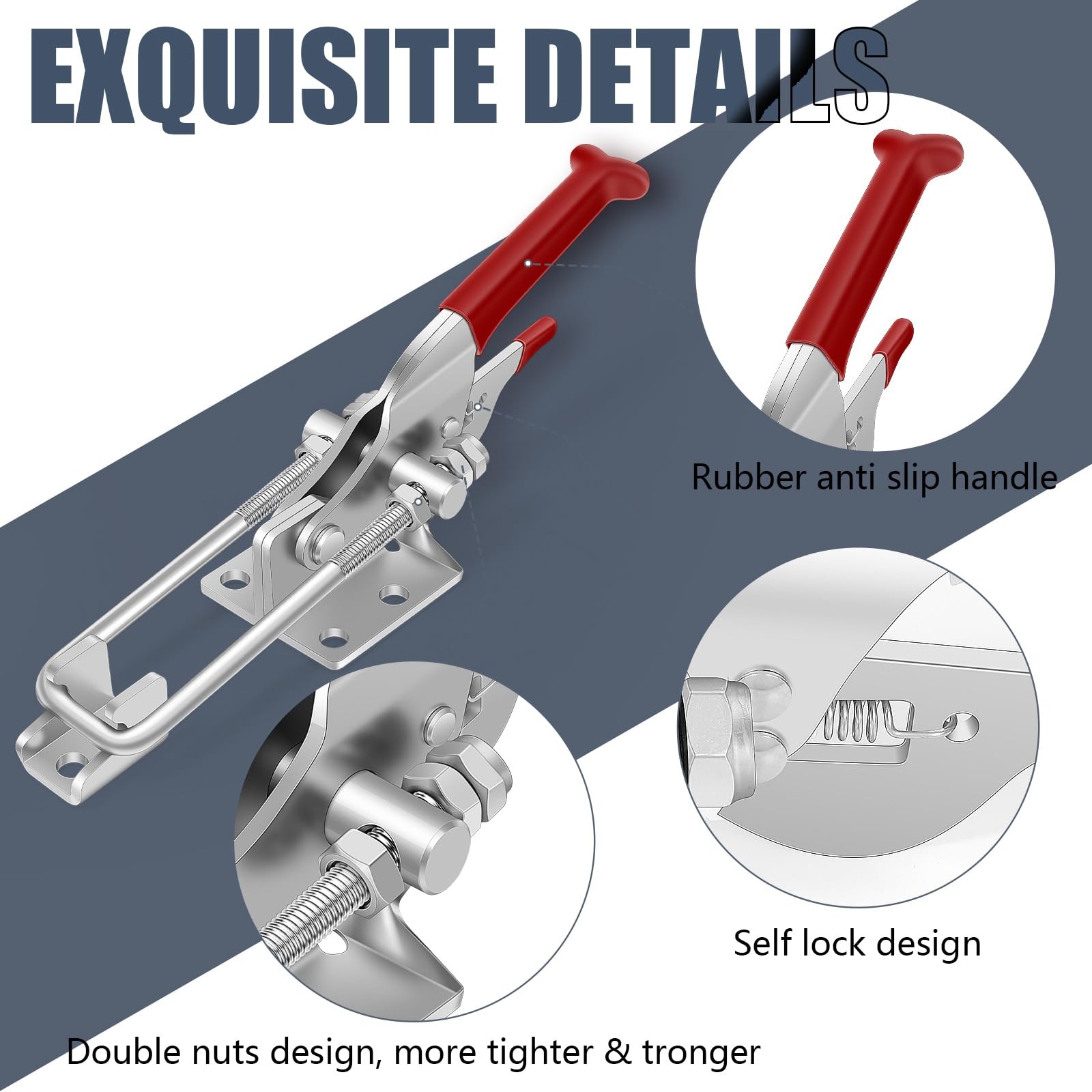 2Pack Heavy Duty Toggle Latch Clamp 2000Lbs Adjustable Lock Smoker Use
