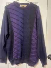 Men’s Vintage Norm Thompson Chunky 3D Style Purple Multi Color Sweater. Size XL