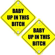 2PCS Car Sticker, 5"x5" Reusable Baby on Board Decal with Suction Cups