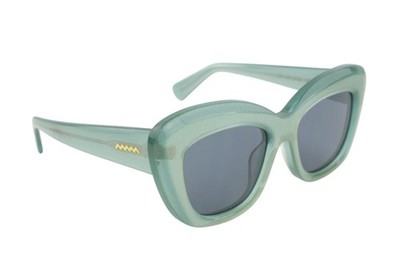 BRAIN DEAD Sonnenbrille Chibi Cat-Eye Glitter Blau getönt Damen OS SLVR-FLK/BLK