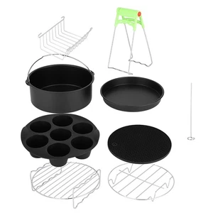 8in Air Fryer Accessories 8x Set Kit Parts Metal Holder Skewer Rack Cake Bar KIT