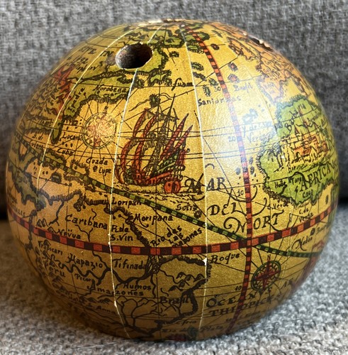 Vintage Mid Century Globos Terraqueo Ancient Map Globe Desk Pencil Holder ITALY - Picture 5 of 12