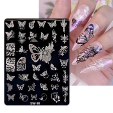 Butterfly 34 Types Nail Art Stamping Plates Butterfly Bow Nail Templates