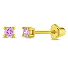 Zirconia Screw Back Baby Earrings 2mm Gold Plated Extra Small Round Cubic