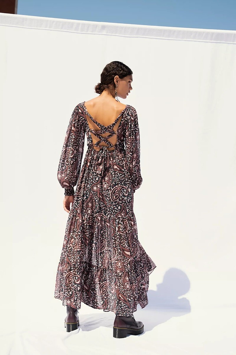 folklore maxi dress Organic Cotton Puff Sleeve Maxi Dress in Folklore Flowers | Women's M