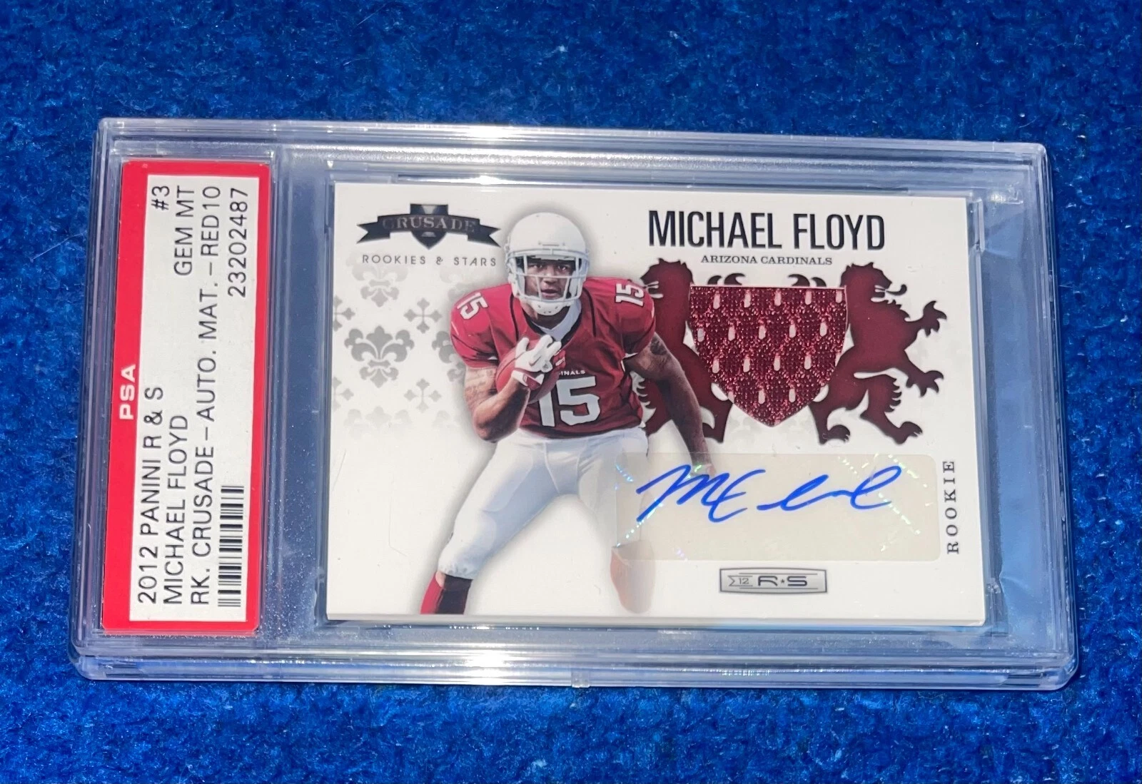 Michael Floyd Panini Rookies & Stars Rookie Crusade #3 Autograph Material-Red