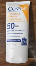 Cerave Hydrating Mineral Sunscreen SPF 50 Suitable For Sensitive Skin - 5 fl oz