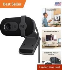 Webcam Full HD 1080p USB-A Built-in Mic Privacy Cover Streaming Laptop PC