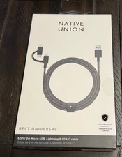 Native Union Belt 6.5' USB-C/iPhone Connector/Micro to USB Type A Cable