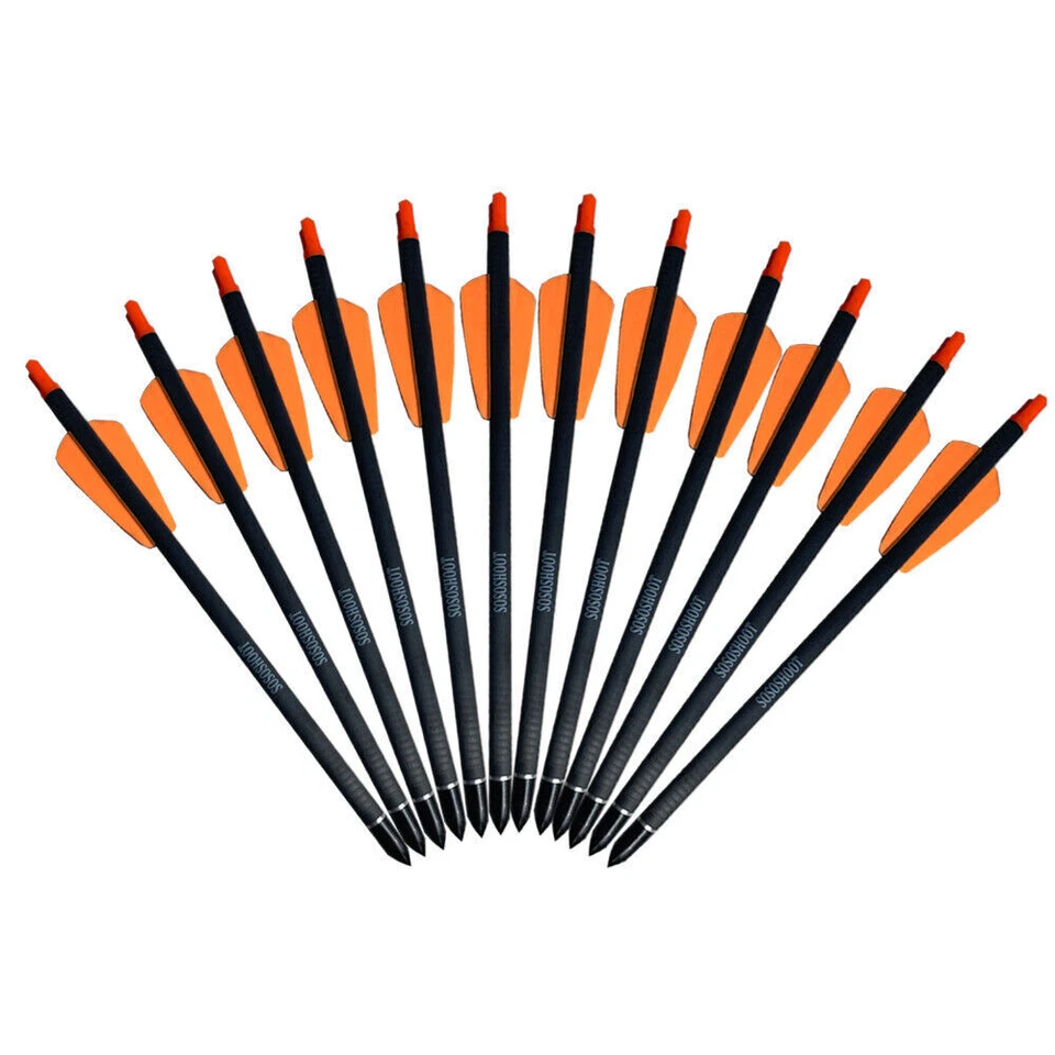 New 12 Pcs 15" Crossbow Bolts Carbon Arrows 2 Vanes Nocks Precise Strike Hunting - Image 3 of 4