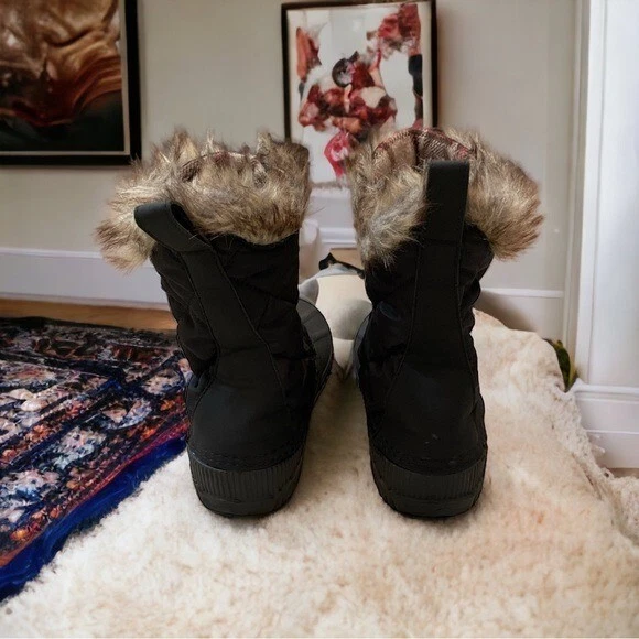 Стеганый искусственного меха зимние ботинки на бамбуке женский размер 7 новый - Изображение 3 из 4