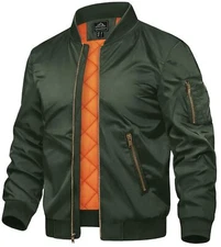 Men's Training Bomber Jacket Atheletic Pilot Jacket Warm Padded Casual Coats